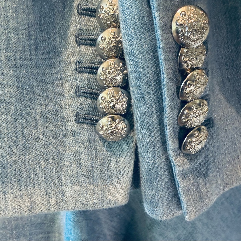 Veronica Beard Linen-Blend Single Button Sky Blue Blazer - Picture 10 of 15